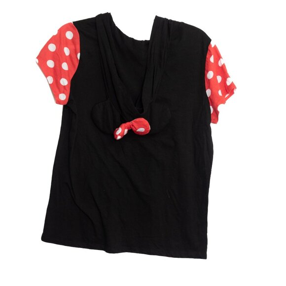 Disney Minnie Mouse Size XL(15-17) Black Red Polka Dot Graphic Tee Shirt Top - Picture 5 of 8